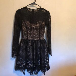 Alexis Black Lace Long Sleeve Mini Dress - sz XS